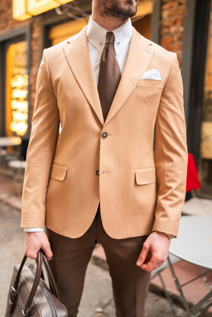 Camel Single Breasted Blazer - BRABION