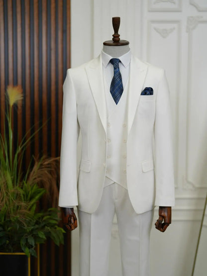 Brabion Aston White Slim Fit 3 Piece Suit brabion