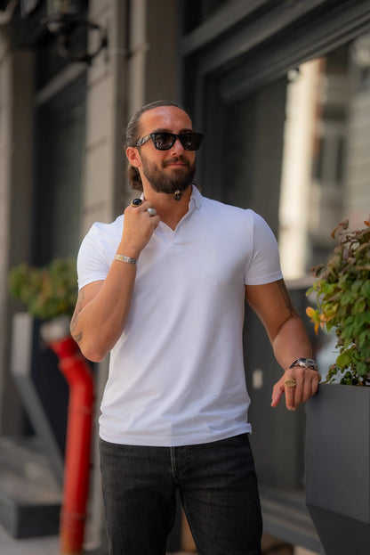 Brabion Alonso White Slim Fit Polo T-Shirt - BRABION