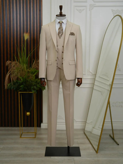 Brabion Aston Cream Slim Fit 3 Piece Suit brabion