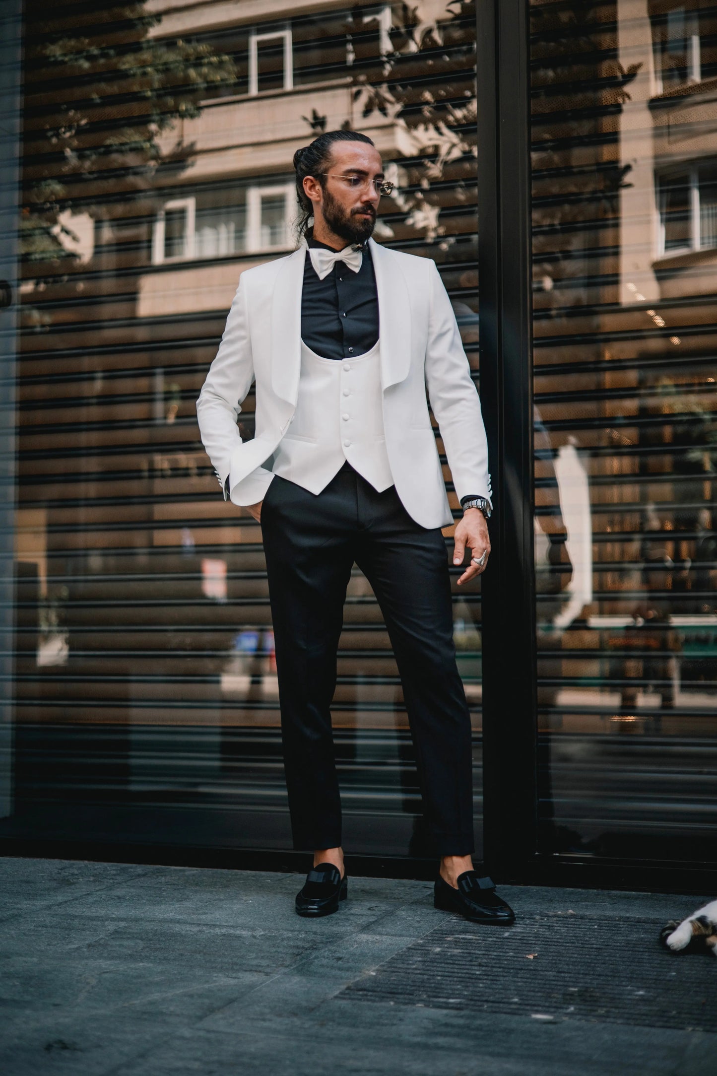 Brabion Amadeo White Slim Fit Shawl Lapel Tuxedo - BRABION