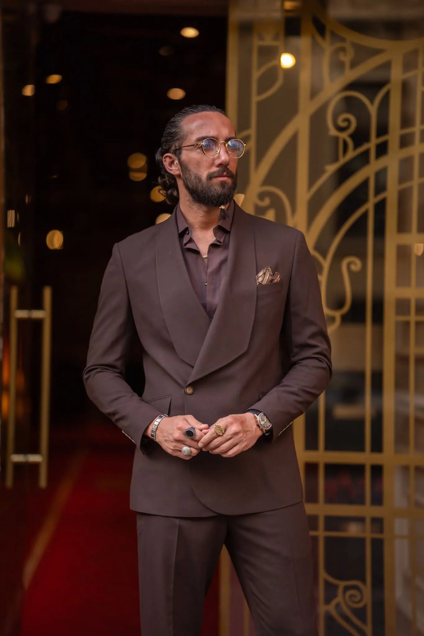 Ardean Brown Slim Fit Shawl Lapel 2 Piece Suit - Elegant Versatility for Every Occasion brabion