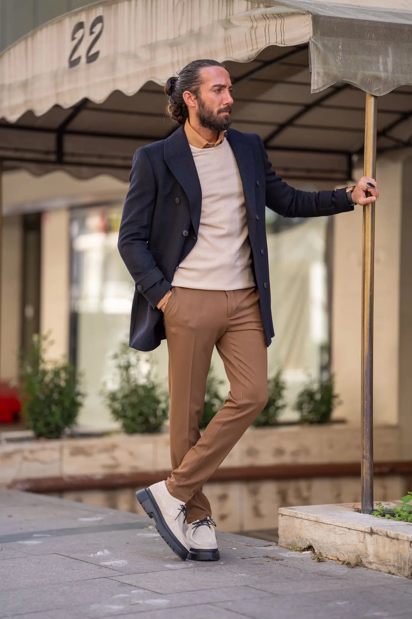 Brabion Black Slim Fit Long Coat: Elegant Versatility for Every Occasion - BRABION