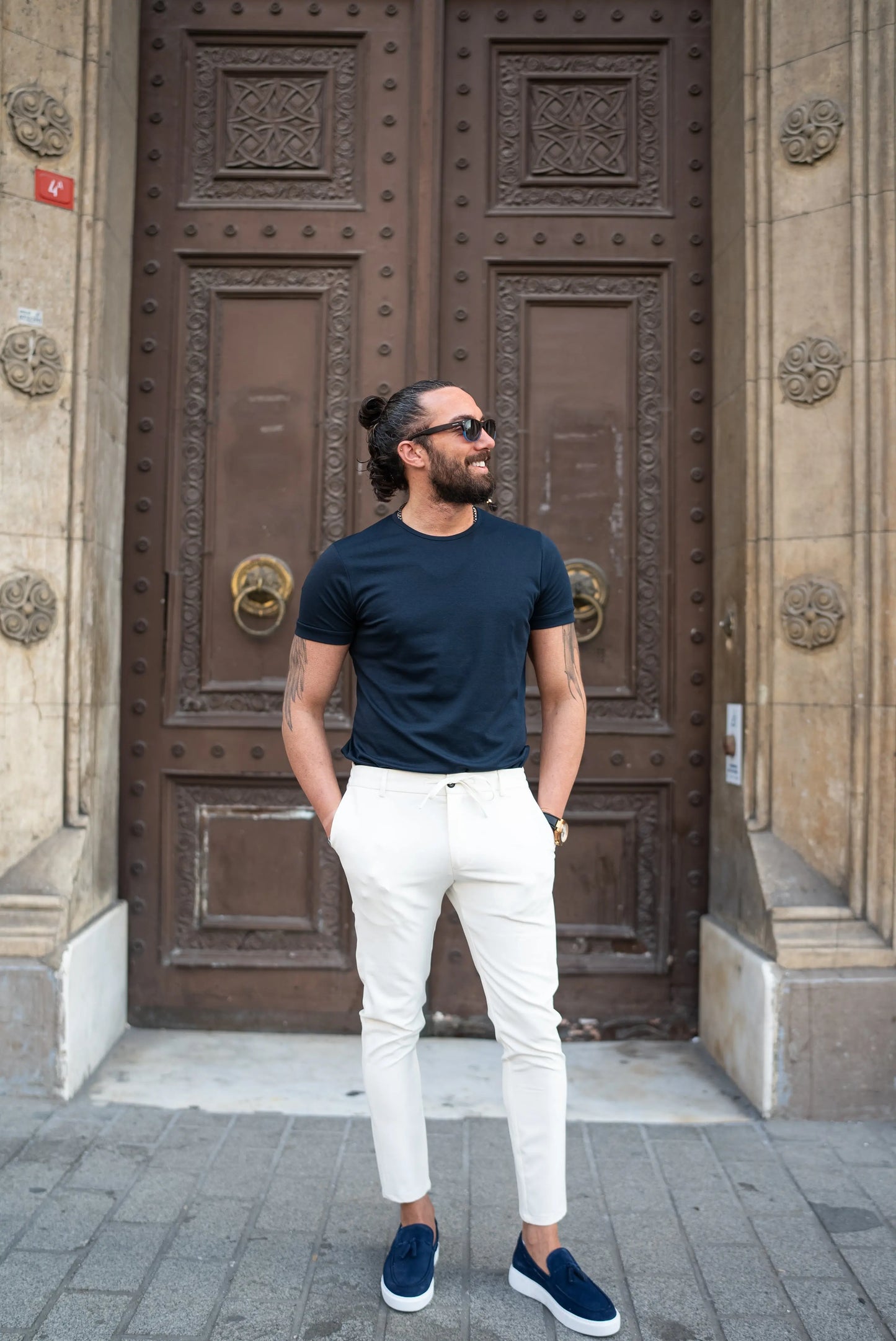 Brabion Maison White Slim Fit Pants: Versatile Elegance for Every Occasion - BRABION