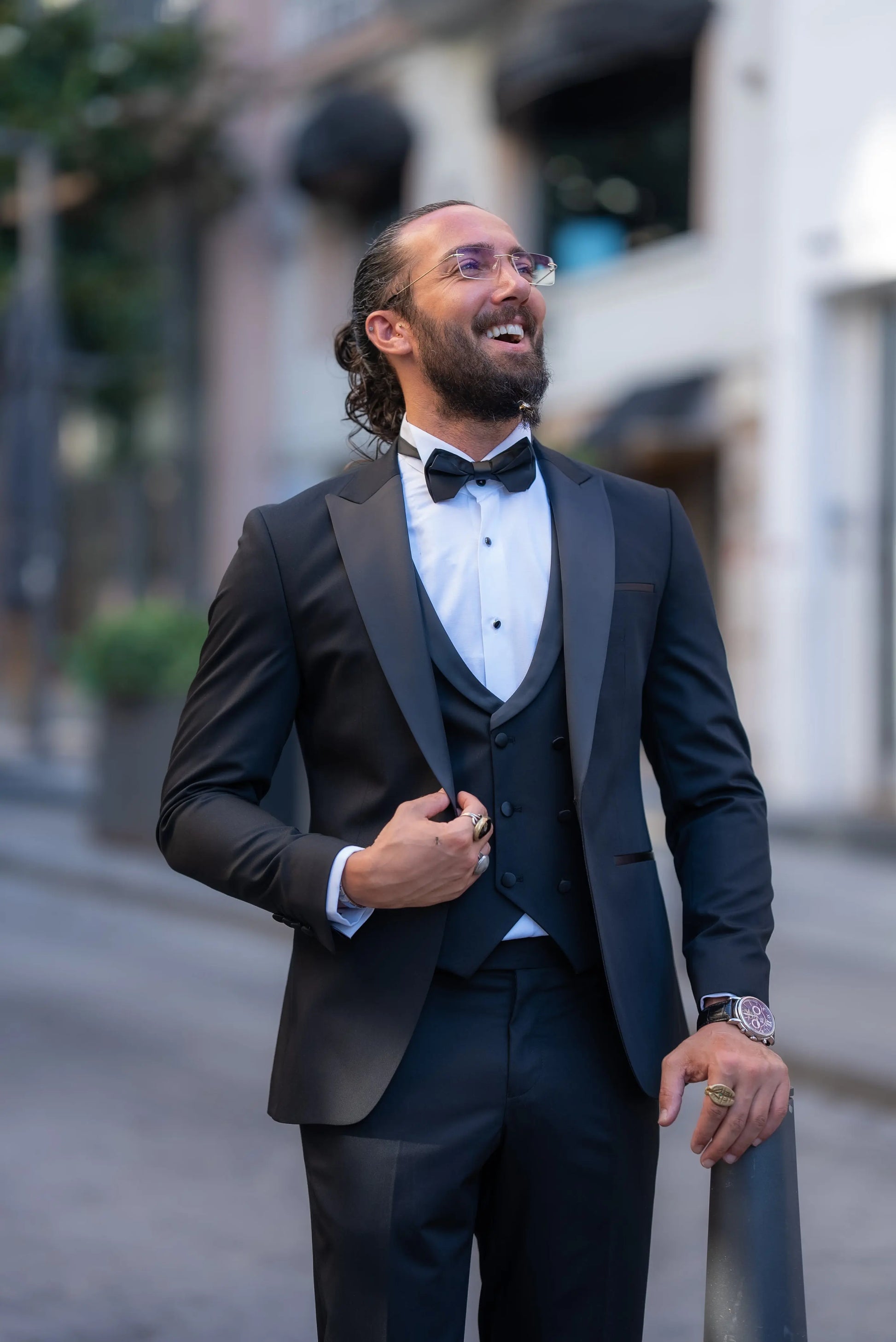 Brabion Alonso Black Slim Fit Peak Lapel Tuxedo – Elevate Your Formal Look - BRABION