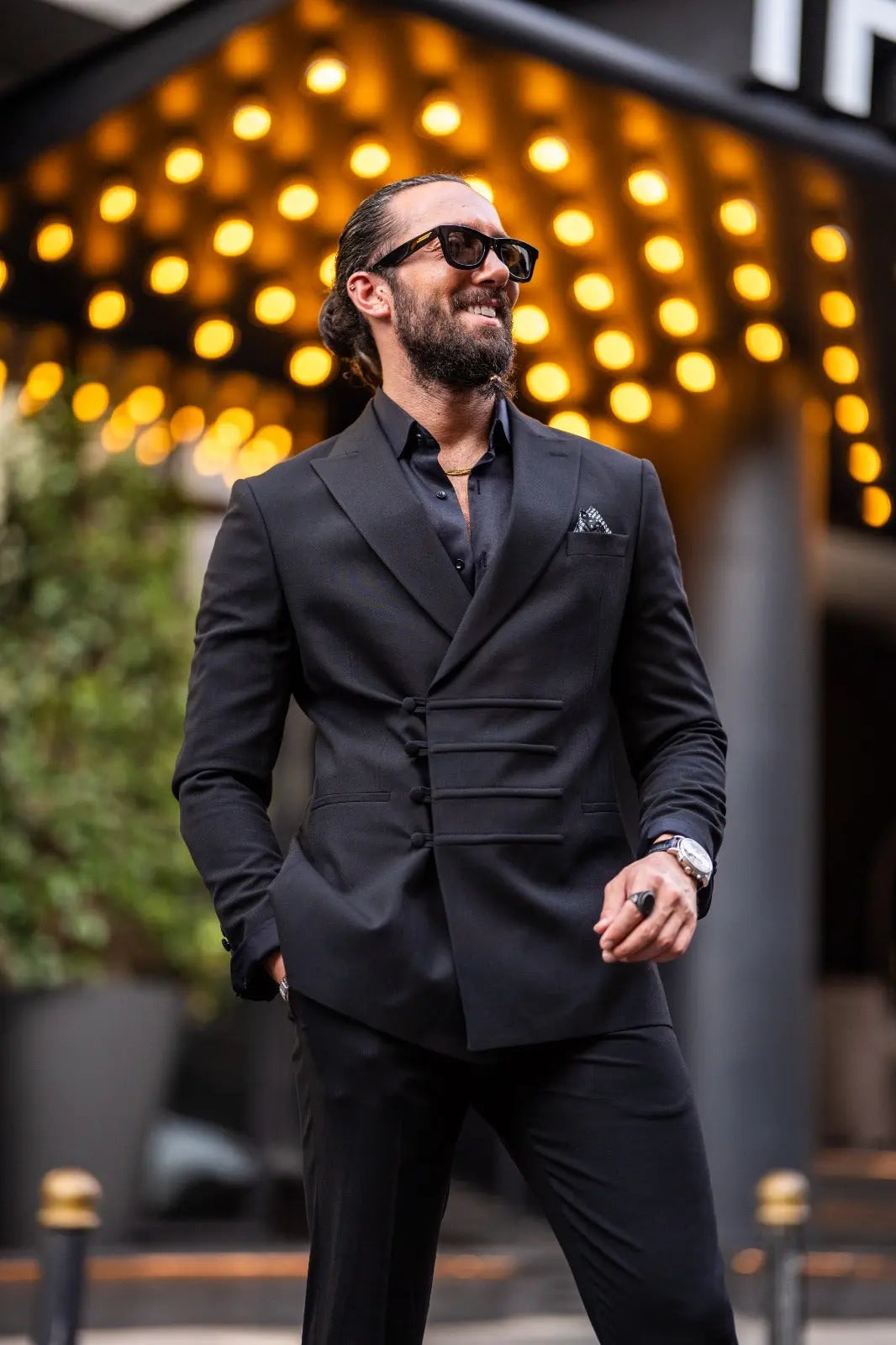Ardean Black Slim Fit Peak Lapel Double Breasted Suit - Elevate Your Style brabion