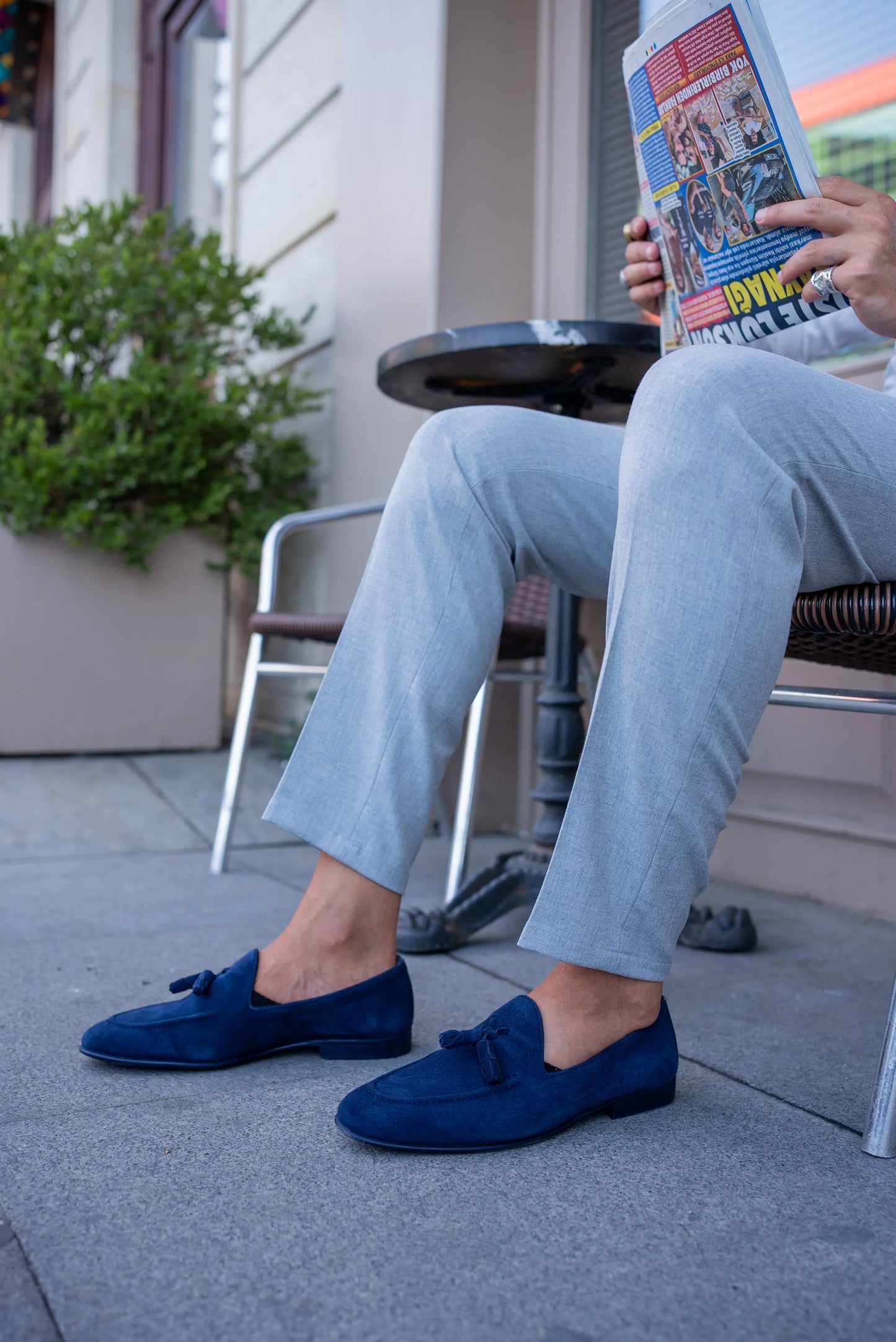 Brabion Bravo Navy Blue Suede Loafers - Elegant Comfort for Every Occasion - BRABION