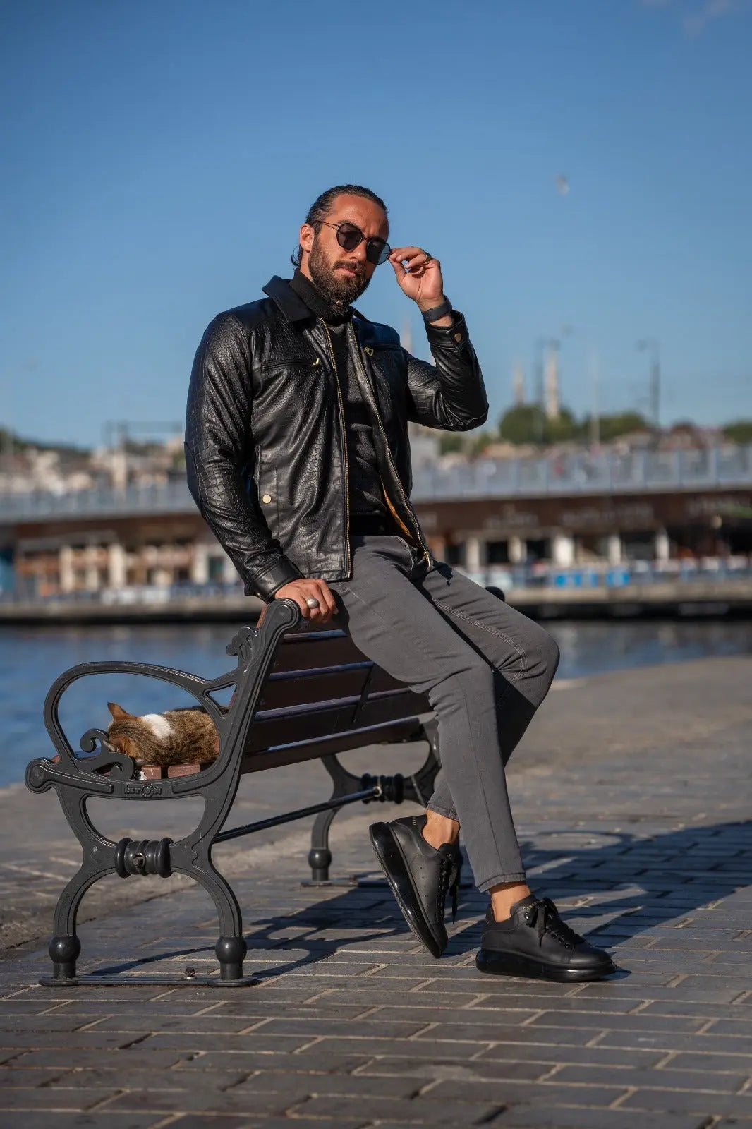 Paris Black Slim Fit Zipper Leather Jacket - BRABION