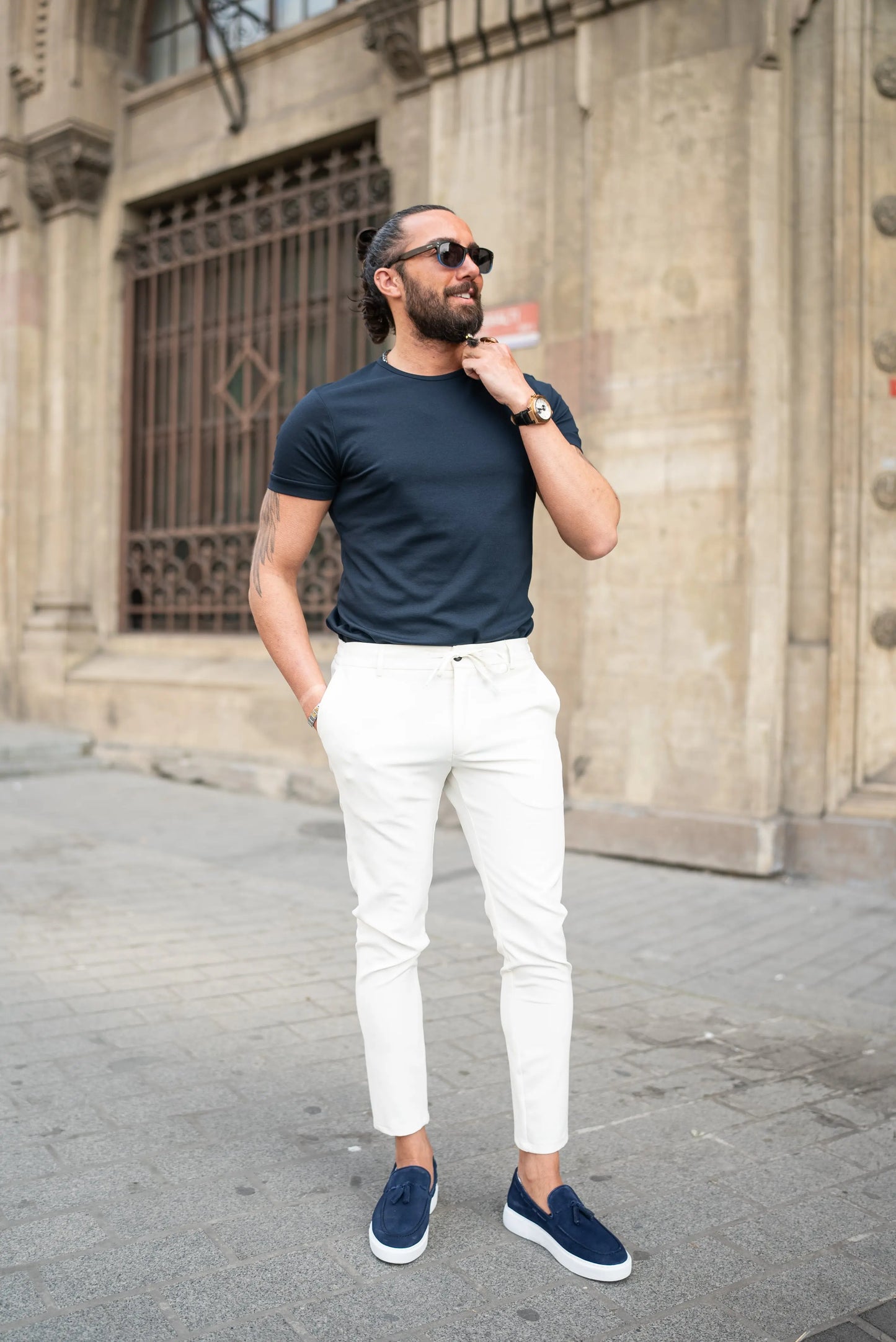 Brabion Maison White Slim Fit Pants: Versatile Elegance for Every Occasion - BRABION