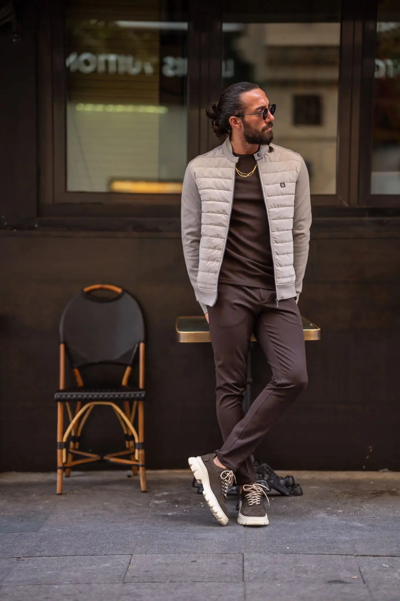 Brabion Beige Slim Fit Zipper Coat - Sophistication and Comfort Combined - BRABION