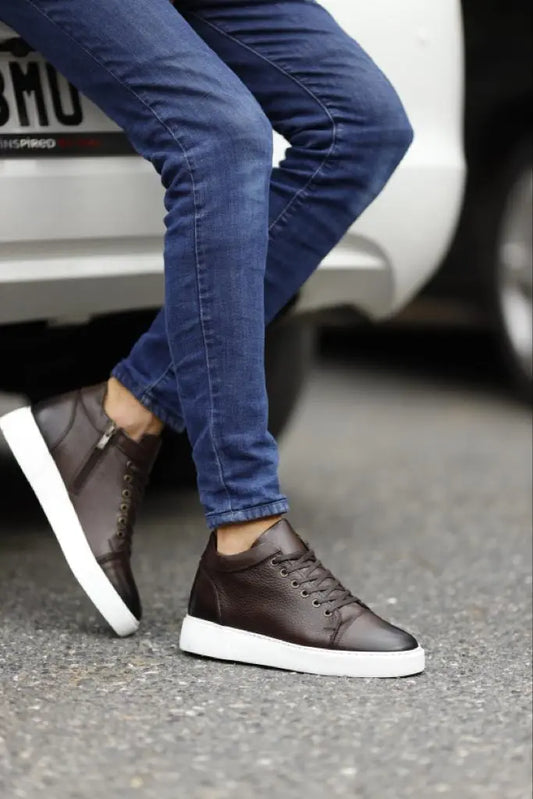 Lyon Brown High Top Sneakers: Elevate Your Style - BRABION