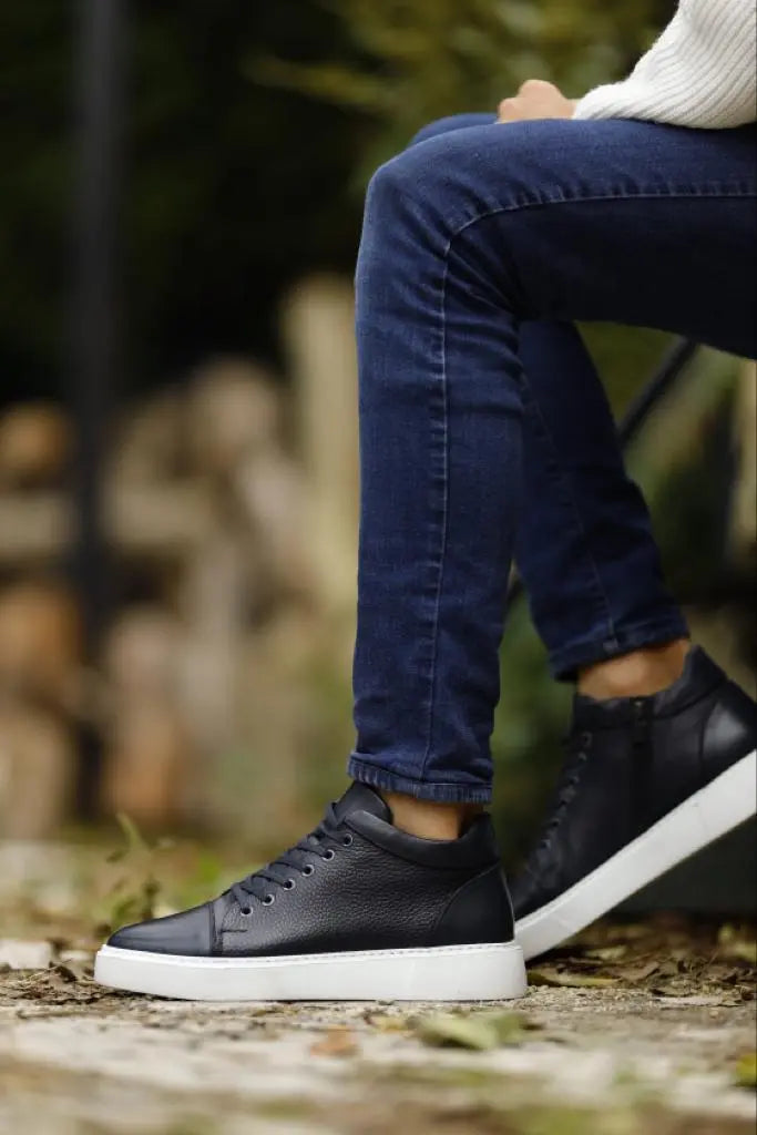 Lyon Navy Blue High Top Sneakers - Stylish Comfort for Every Occasion - BRABION