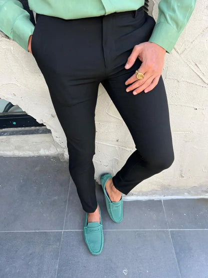 Lyon Black Slim Fit Pants: Elevate Your Style - BRABION