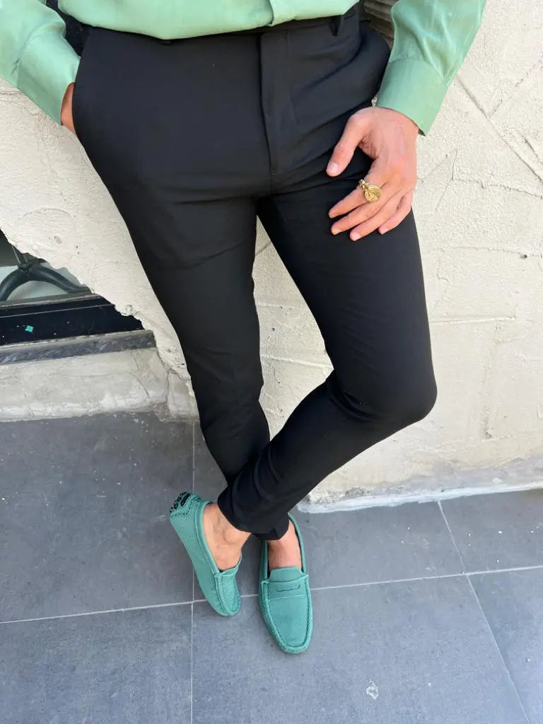 Lyon Black Slim Fit Pants: Elevate Your Style - BRABION