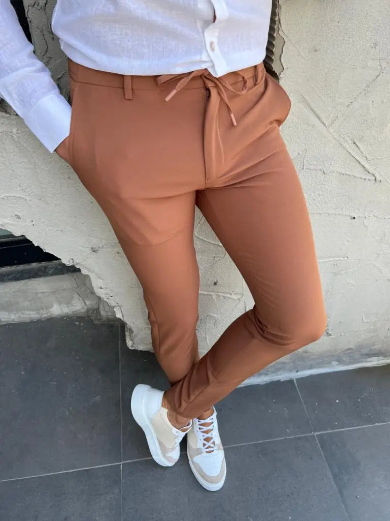 Lyon Brown Slim Fit Rope Pants for Every Occasion - BRABION
