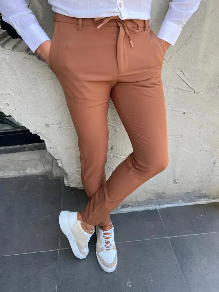Lyon Brown Slim Fit Rope Pants for Every Occasion - BRABION