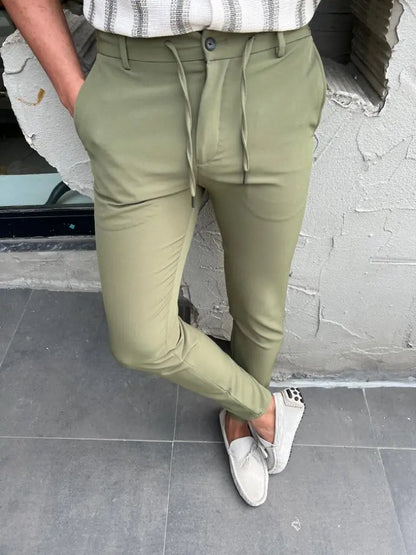 Lyon Green Slim Fit Rope Pants - Versatile Elegance for Every Occasion - BRABION