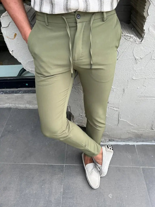 Lyon Green Slim Fit Rope Pants - Versatile Elegance for Every Occasion - BRABION