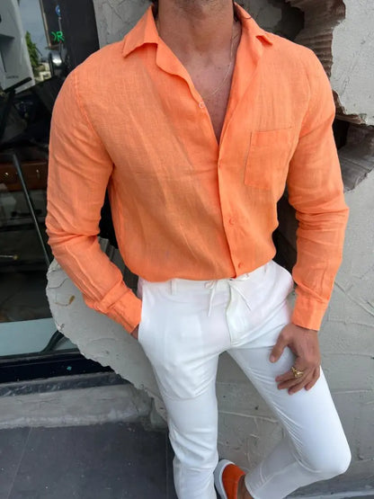 Brabion Evo Orange Slim Fit Cotton Shirt - BRABION
