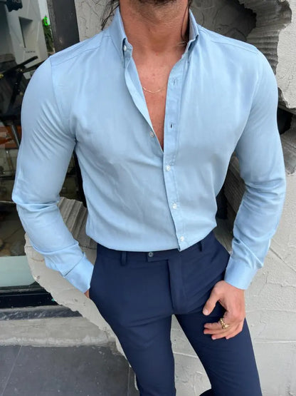 Brabion Evo Sky Blue Slim Fit Long Sleeve Shirt - BRABION
