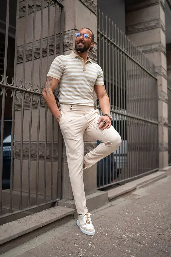 Brabion Sorento Beige Slim Fit Chino Pants - BRABION