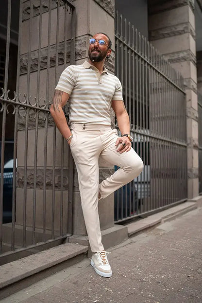 Brabion Sorento Beige Slim Fit Chino Pants - BRABION
