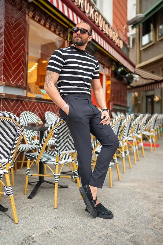 Brabion Sorento Jet Black Slim Fit Chino Pants - BRABION
