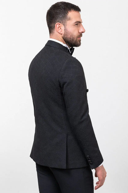 Brabion Rocco Black Slim Fit Double Breasted Tuxedo - BRABION