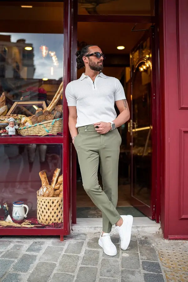 Brabion Sorento Green Slim Fit Chino Pants - BRABION