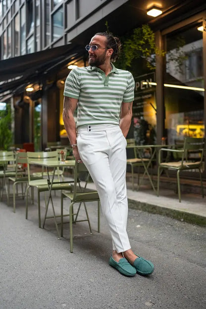 Brabion Sorento White Slim Fit Chino Pants for Every Occasion - BRABION