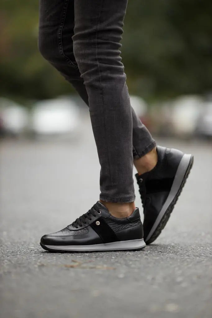 Lyon Black Mid Top Sneakers - The Perfect Blend of Style and Comfort - BRABION