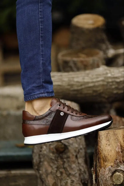 Lyon Brown Mid Top Sneakers - Elevate Your Style - BRABION