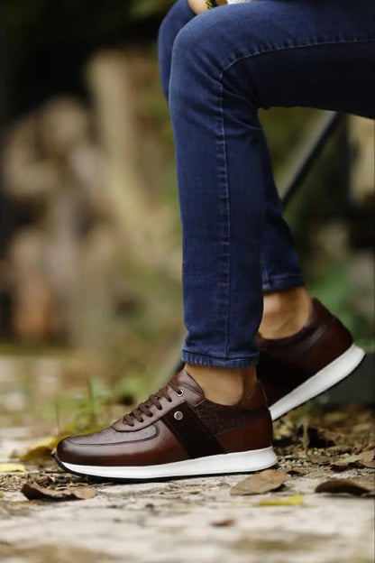 Lyon Brown Mid Top Sneakers - Elevate Your Style - BRABION