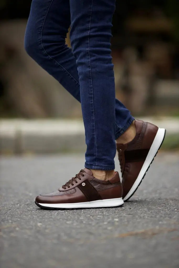 Lyon Brown Mid Top Sneakers - Elevate Your Style - BRABION
