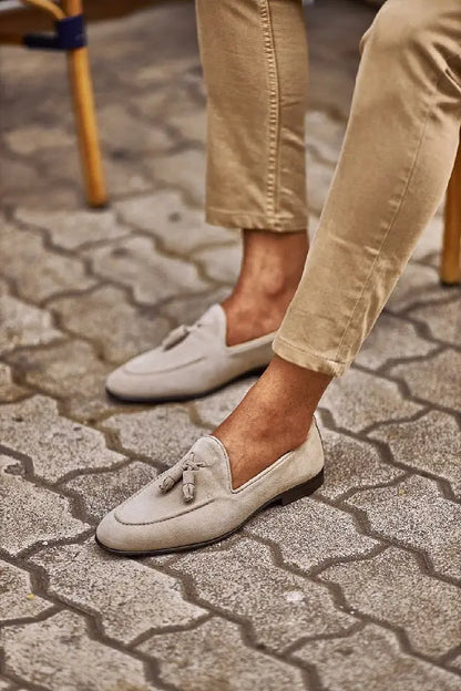 Brabion Levanzo Beige Suede Tassel Loafers - BRABION