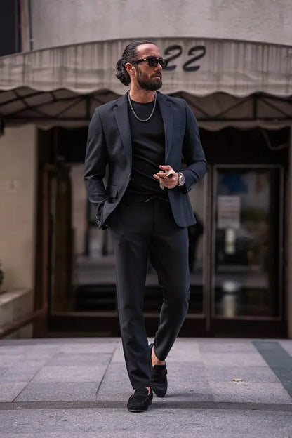 Brabion Lance Black Slim Fit Notch Lapel Suit – Elevate Your Wardrobe brabion