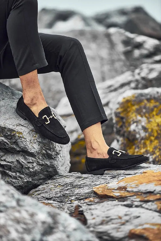 Brabion Levanzo Black Suede Horsebit Loafers - BRABION