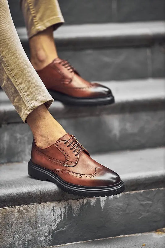 Brabion Levanzo Brown Wing Tip Oxfords - BRABION