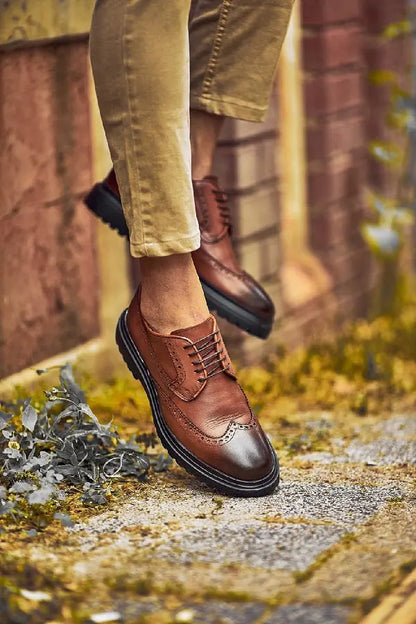 Brabion Levanzo Brown Wing Tip Oxfords - BRABION