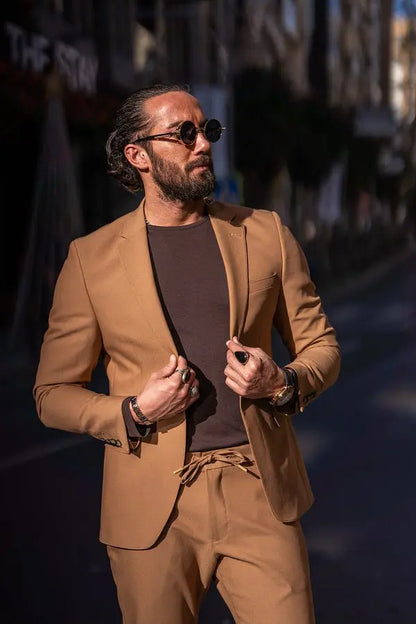 Brabion Lance Camel Slim Fit Notch Lapel Suit brabion