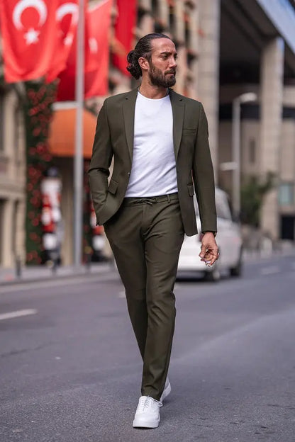 Brabion Lance Khaki Slim Fit Notch Lapel Suit for Modern Men brabion