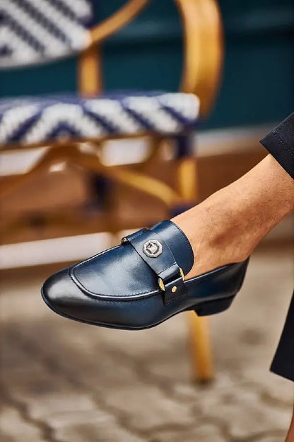 Brabion Levanzo Navy Blue Penny Loafers - Elegance Redefined - BRABION