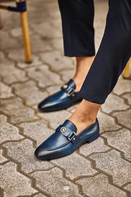 Brabion Levanzo Navy Blue Penny Loafers - Elegance Redefined - BRABION