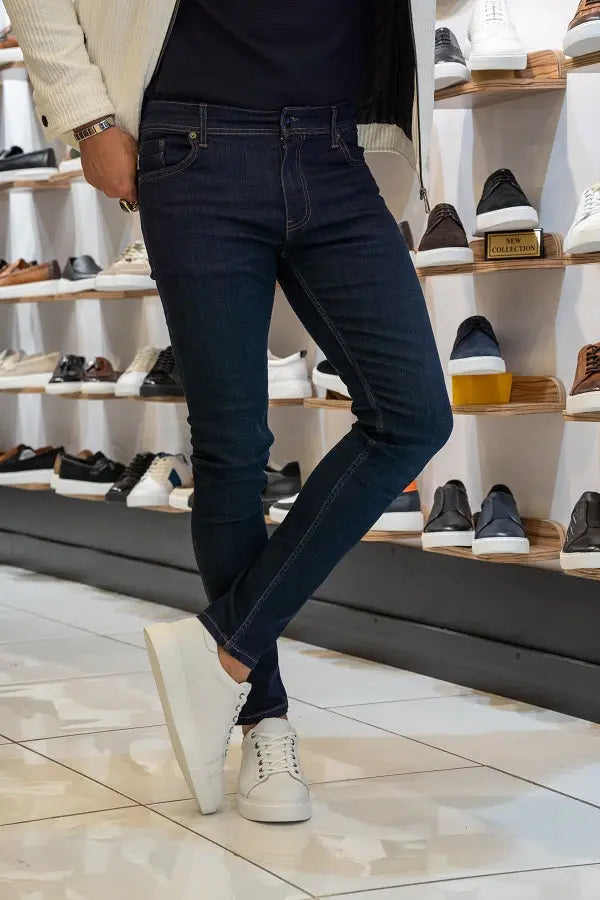 Brabion Lance Navy Blue Slim Fit Jeans for Versatile Style - BRABION