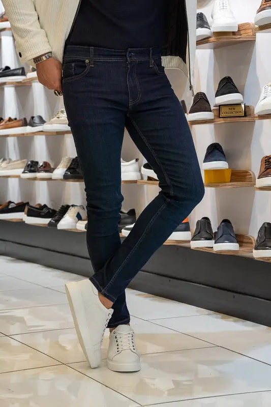 Brabion Lance Navy Blue Slim Fit Jeans for Versatile Style - BRABION