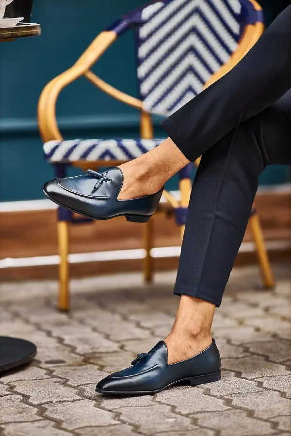 Brabion Levanzo Navy Blue Tassel Loafers - BRABION