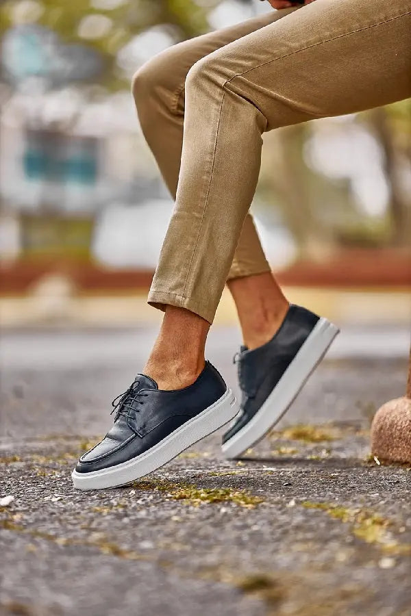Brabion Levanzo Navy Blue White Sole Derby Sneakers - BRABION