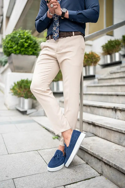Brabion Massimo Beige Slim Fit Chino Pants - BRABION