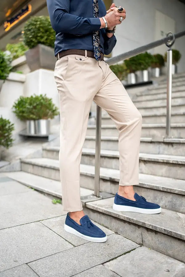 Brabion Massimo Beige Slim Fit Chino Pants - BRABION