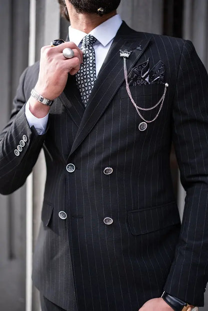 Brabion Massimo Black Slim Fit Pinstripe Suit brabion